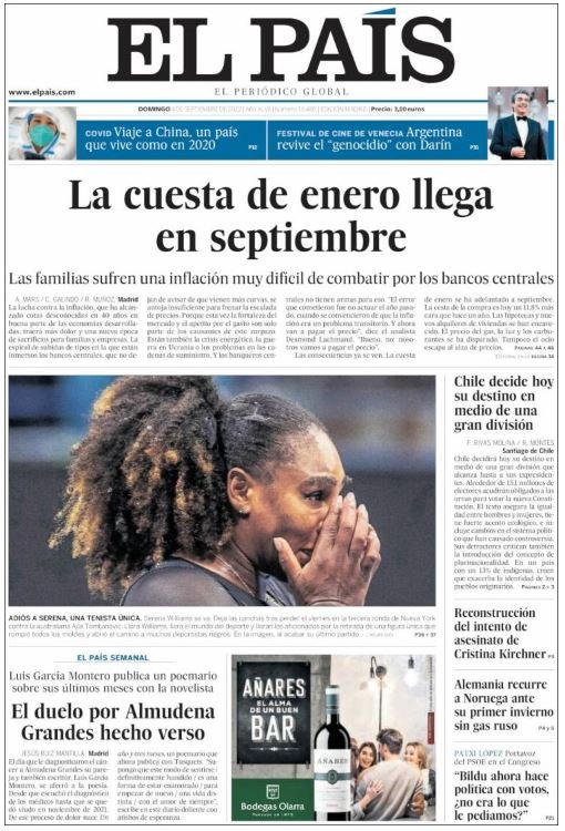 el pais portada 4 setembre el pais portada 4 setembre