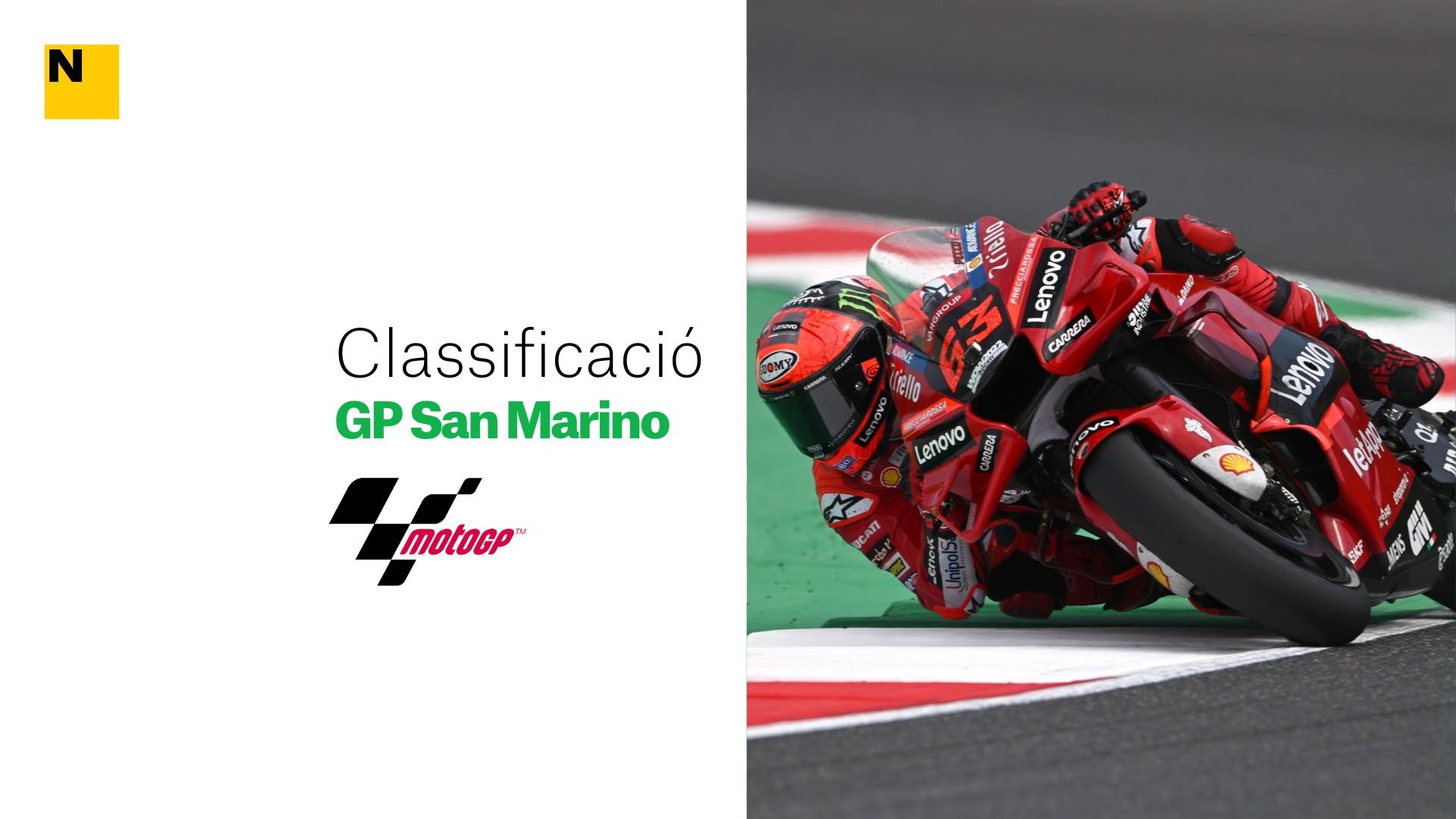 Clasificación y resultados de la carrera de MotoGP del Gran Premio de San Marino 2022