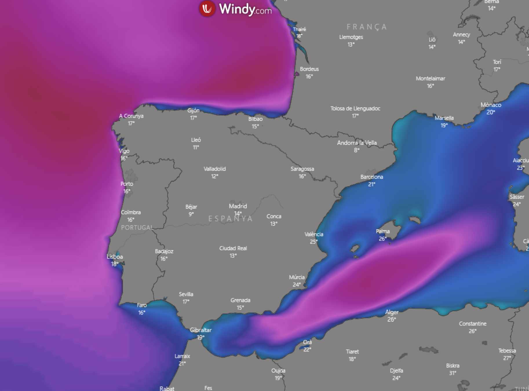 Alteració marítima per dimecres 14 de setembre / WINDY