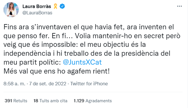 Tuit de Laura Borras