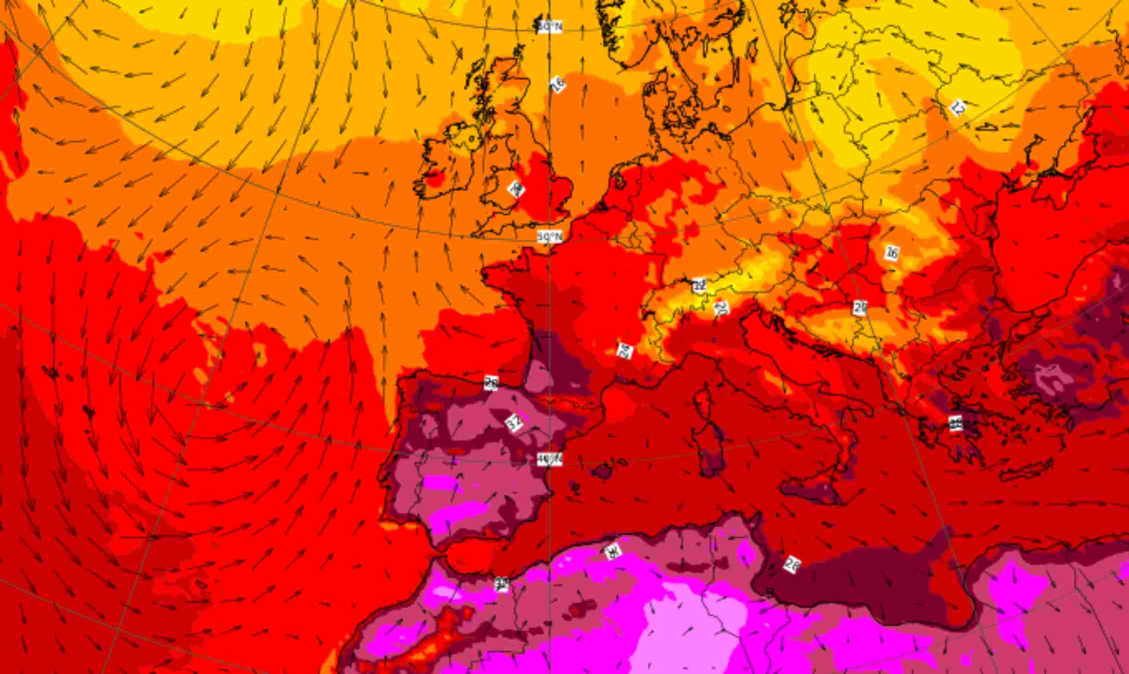La Diada se presenta muy cálida y con bochorno en toda Catalunya. Mapa de temperatura prevista a 2 metros / ECMWF La Diada se presenta muy cálida y con bochorno en toda Catalunya. Mapa de temperatura prevista a 2 metros / ECMWF