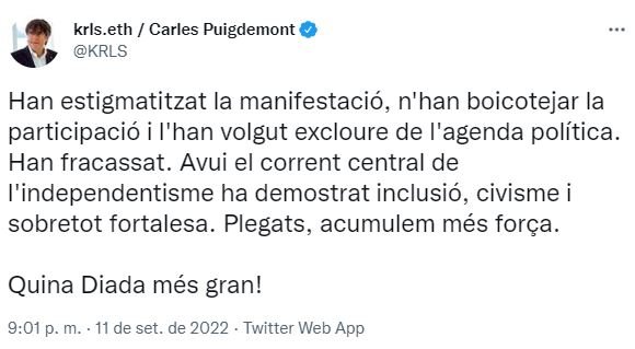 TUIT Carles Puigdemont