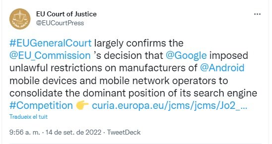 TUIT justicia europea i google TUIT justicia europea i google