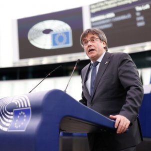 Carles Puigdemont al ple de l'eurocambra ACN
