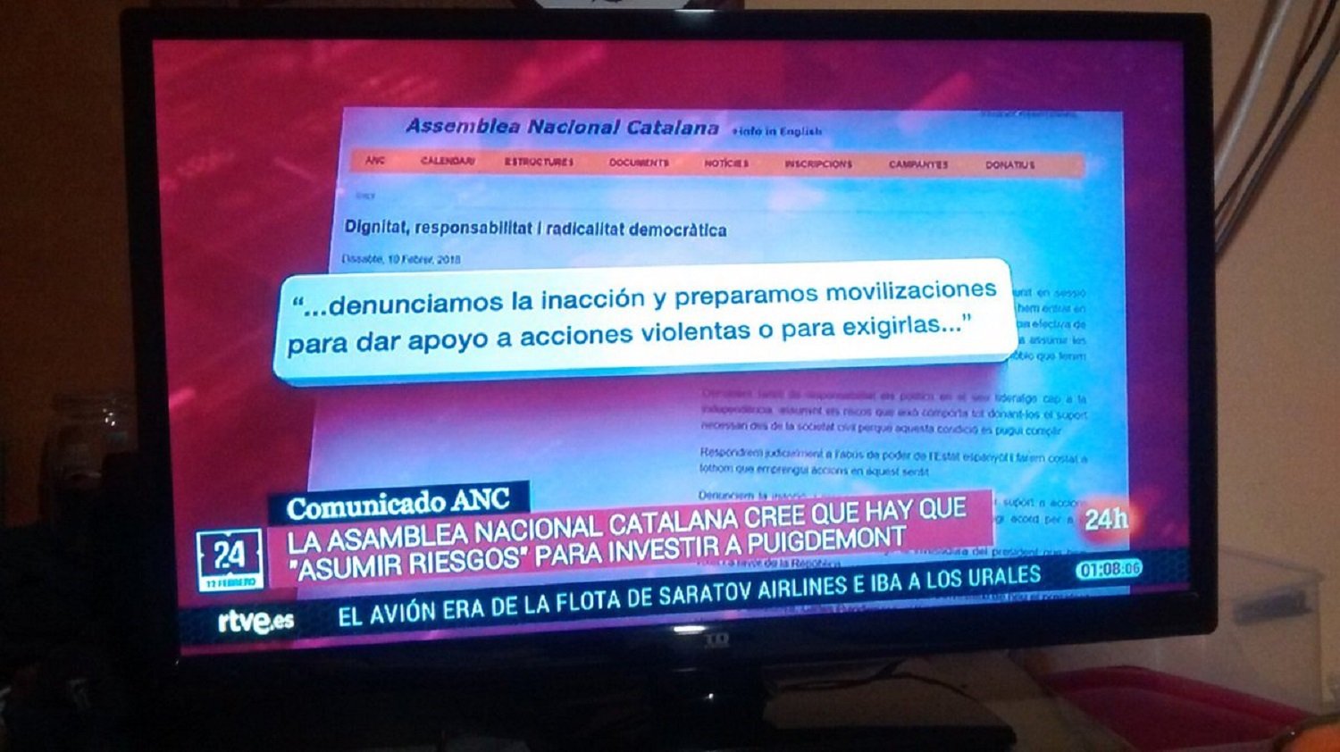 TVE tradueix "accions valentes" per "accions violentes"