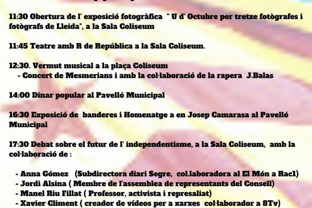 Programa de la jornada independentista en Corbins