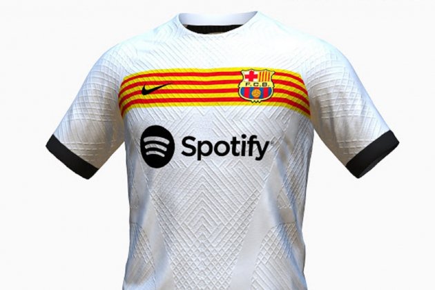 Segunda camiseta blanca Barça 2023 24 diseño 2 / Foto: Footy Headlines Segunda camiseta blanca Barça 2023 24 diseño 2 / Foto: Footy Headlines