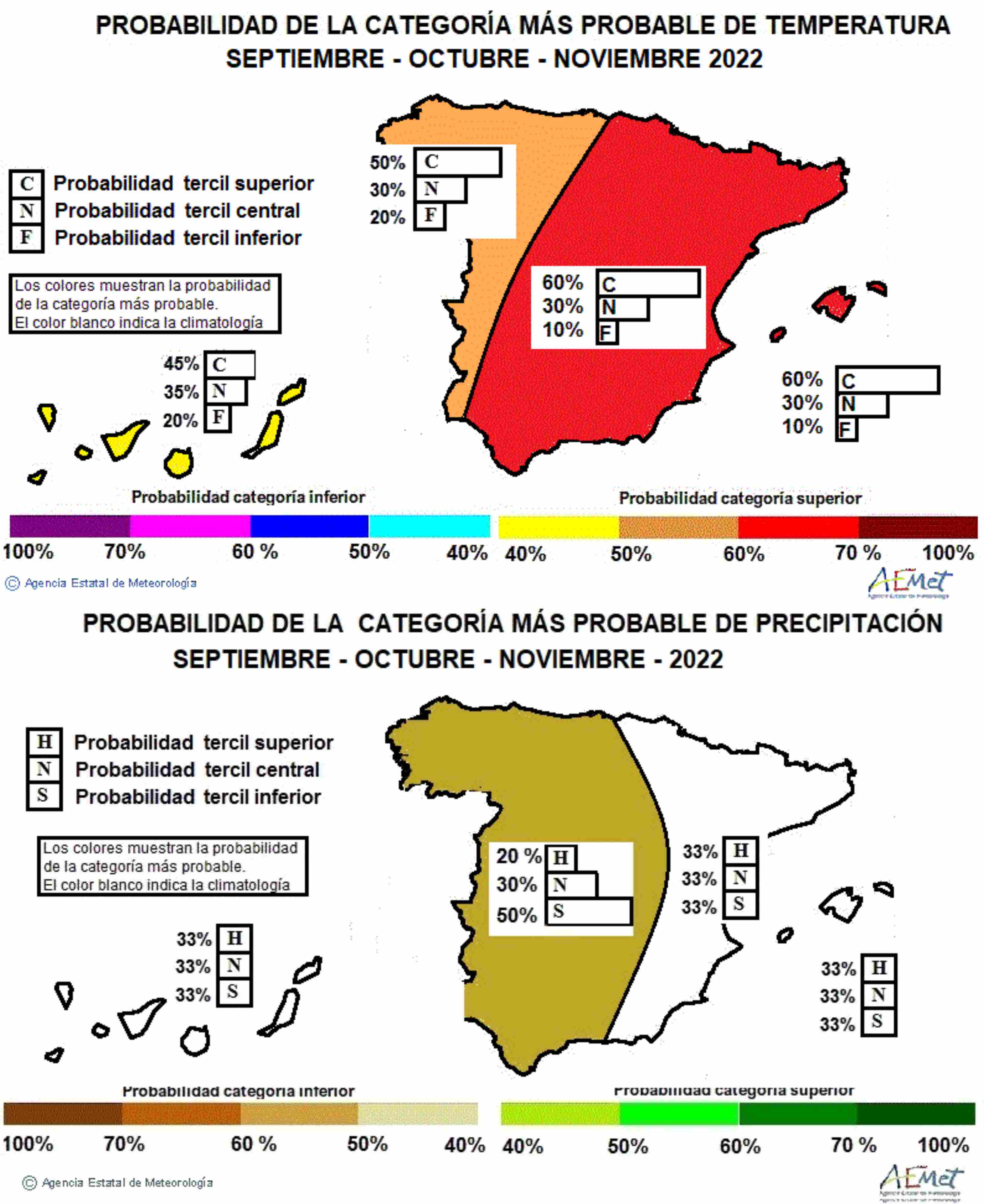 Predicción estacional AEMet / Gráficos: Agencia Estatal de Meteorología (AEMet)