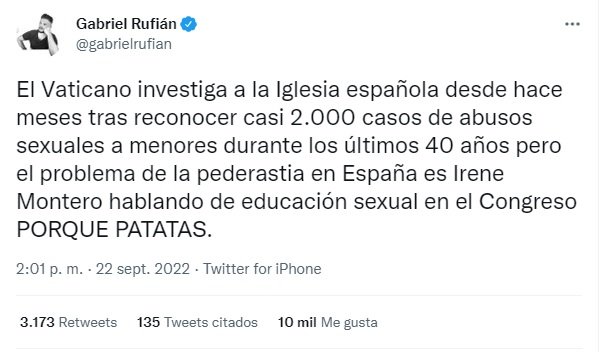 tuit Rufian a favor de Montero 