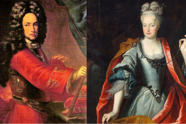 Carles d'Habsburg i Elisabet Cristina de Brunsvic. Font Palau Mercader, Cornellà  i National Hungarian Gallery, Budapest.