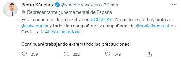 TUIT Pedro Sánchez covid TUIT Pedro Sánchez covid