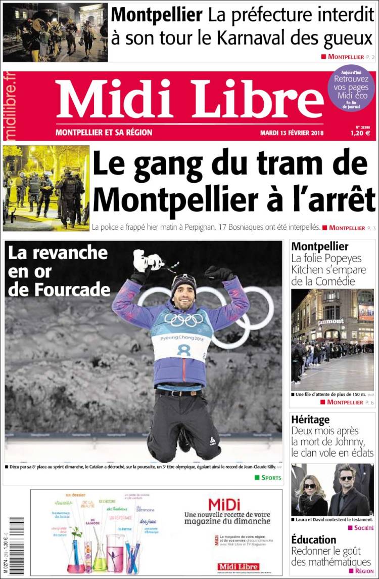 Midi Libre Portada 13 02 2018