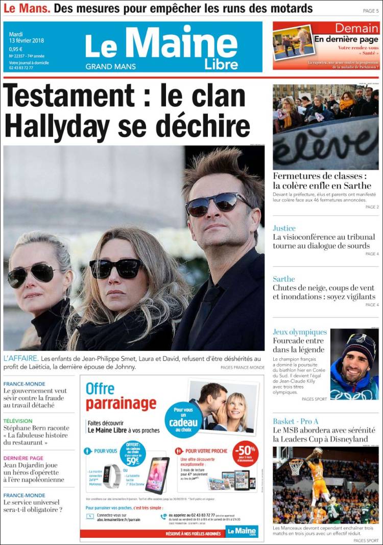 Le Maine Libre Portada 13 02 2018