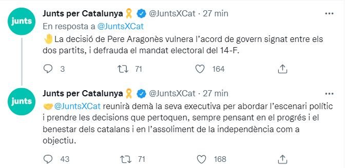 TUIT comunicado Junts cese puigneró 2