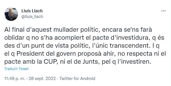 tuit lluis llach cessament Puigneró tuit lluis llach cessament Puigneró