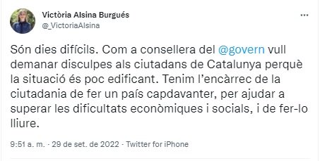 TUIT victoria alsina crisi de govern I TUIT victoria alsina crisi de govern I
