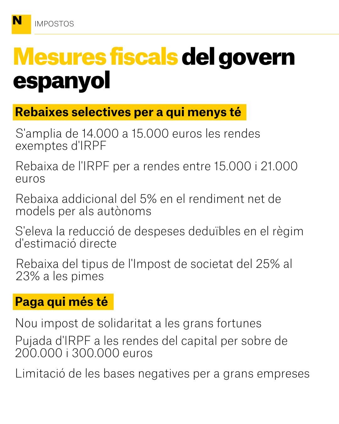 mesures fiscal govern espanyol