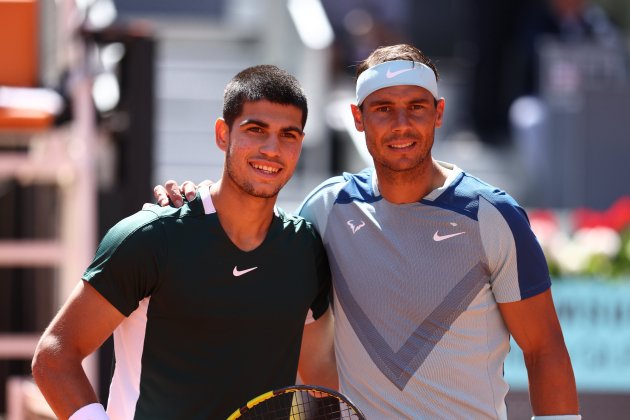 Rafa Nadal y Carlos Alcaraz en el Mutua Madrid Open / Foto: Europa Press