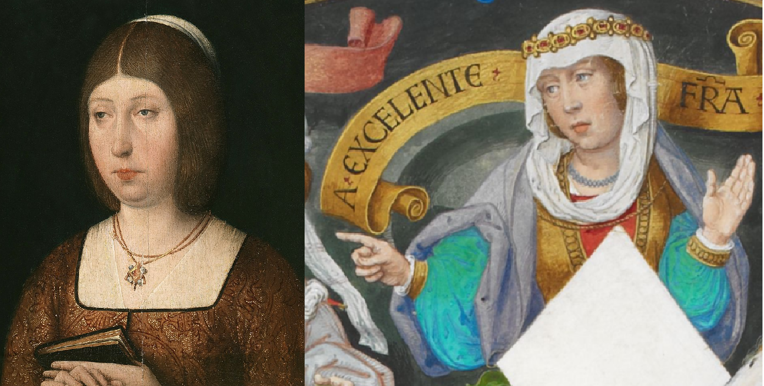 Isabel de Castilla y Joana la Beltraneja. Fuente Museo del Prado y British Library