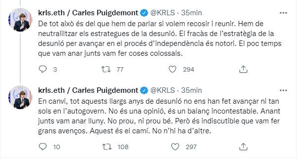 Captura tuit Puigdemont a favor Forcadell 5 Captura tuit Puigdemont a favor Forcadell 5