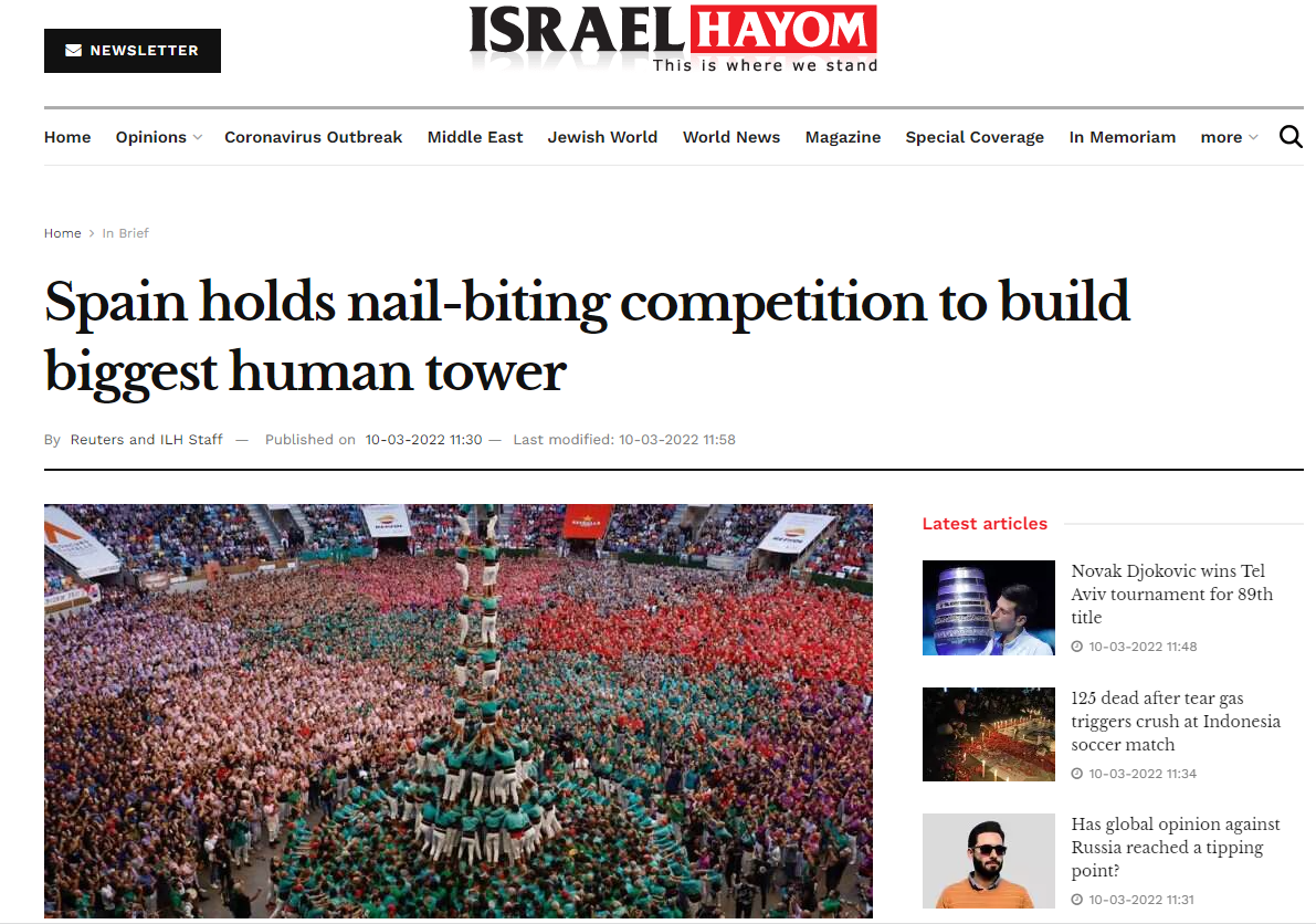 Notícia Castellers Israel Notícia Castellers Israel