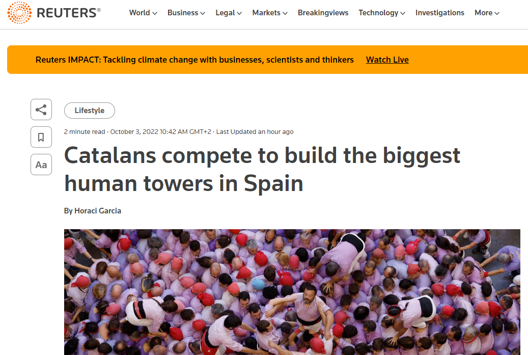 Notícia Castellers Reuters Notícia Castellers Reuters
