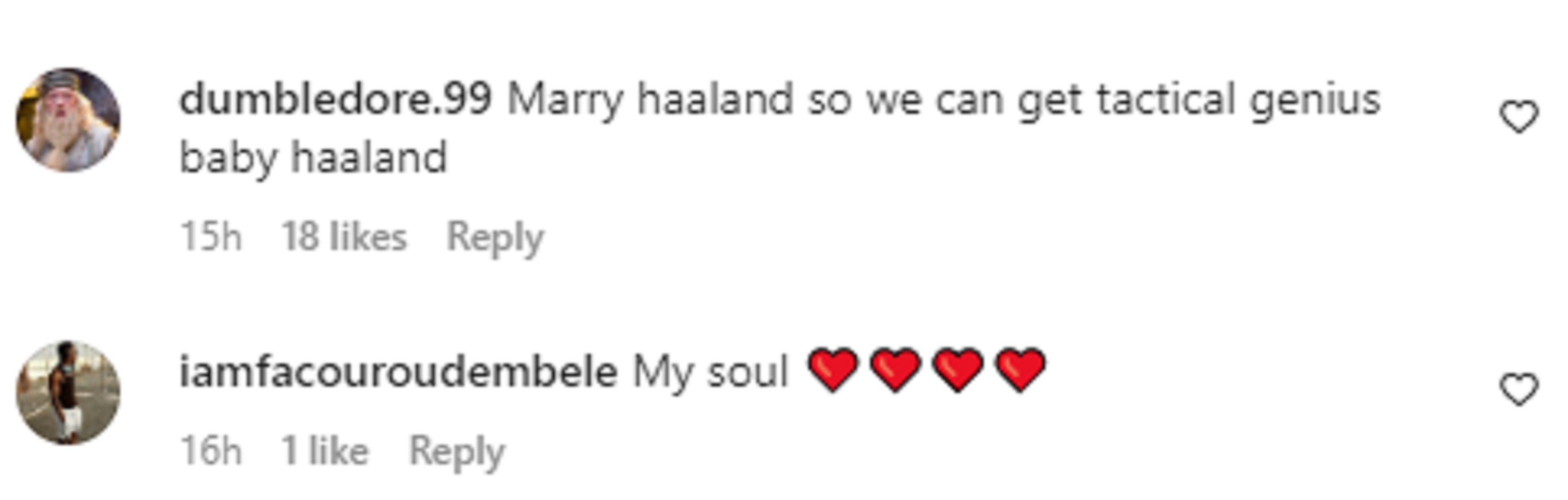 Comentario Haaland IG Comentario Haaland IG
