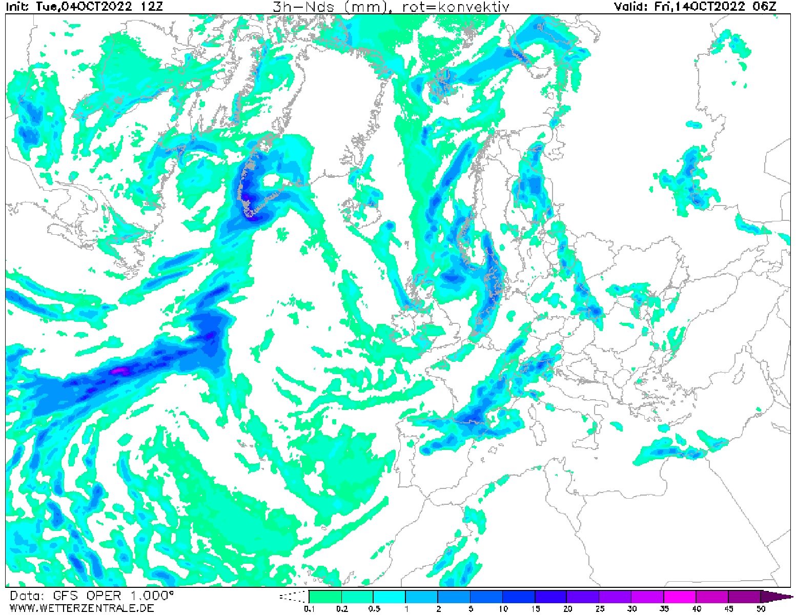 Lluvias en Catalunya viernes, 14 de octubre del 2022 GFS Wetterzentrale