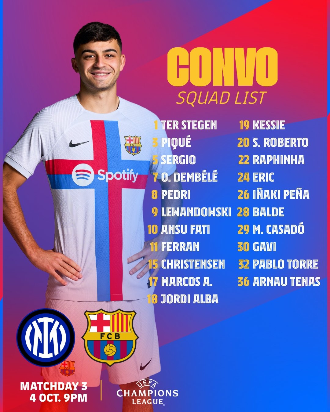 Convocatòria Inter Barça Convocatòria Inter Barça