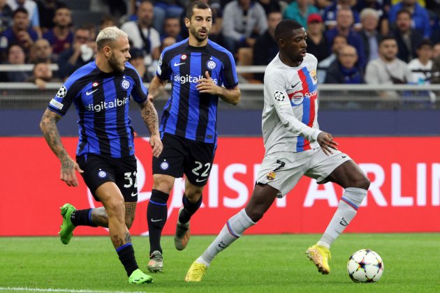 Dembélé Mkhitaryan Dimarco Barça Inter Milán Champions / Foto: EFE Dembélé Mkhitaryan Dimarco Barça Inter Milán Champions / Foto: EFE