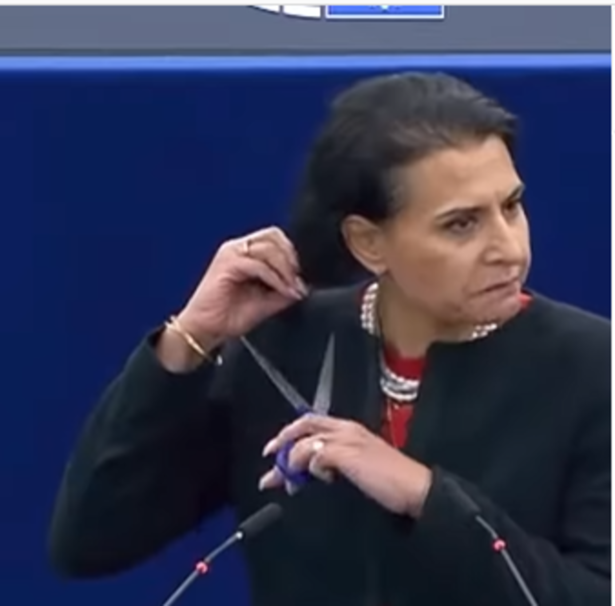 Una eurodiputada es talla els cabells al Parlament Europeu en suport a les dones de l'Iran