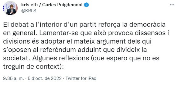 Tuit Puigdemont Tuit Puigdemont