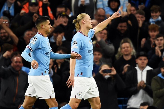 Erling Haaland celebracion gol Joa Cancelo Manchester City Copenaghen / Foto: EFE