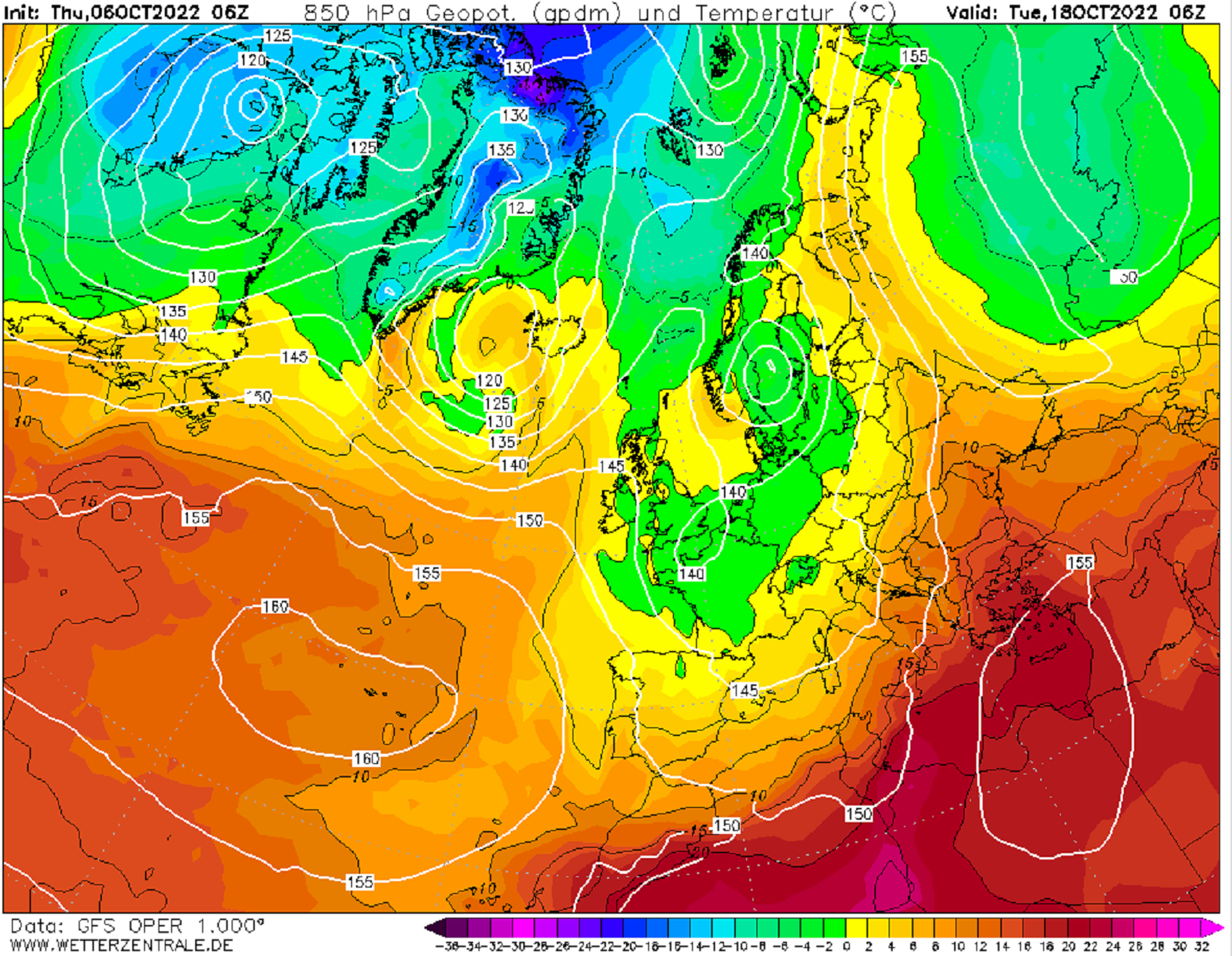 Fred de tardor segona quinzena octubre mapa dia 18 GFS Wetterzentrale