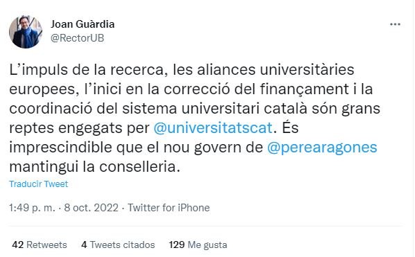 captura tuit rector de la UB captura tuit rector de la UB