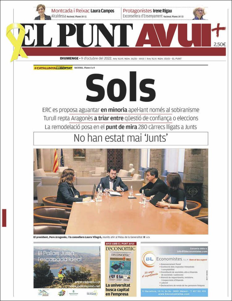 portada el punt avui 9 octubre 2022 portada el punt avui 9 octubre 2022