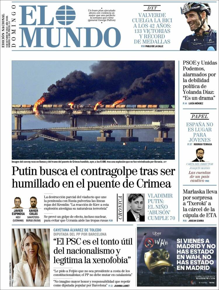 portada el mundo 9 octubre 2022 portada el mundo 9 octubre 2022