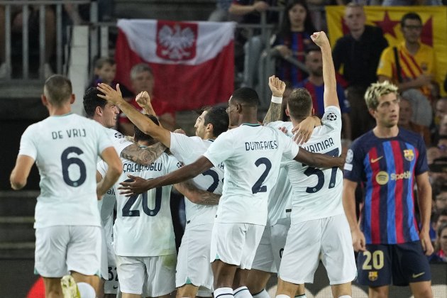 Jugadores Inter Milan celebran gol Sergi Roberto Barça Champions / Foto: EFE