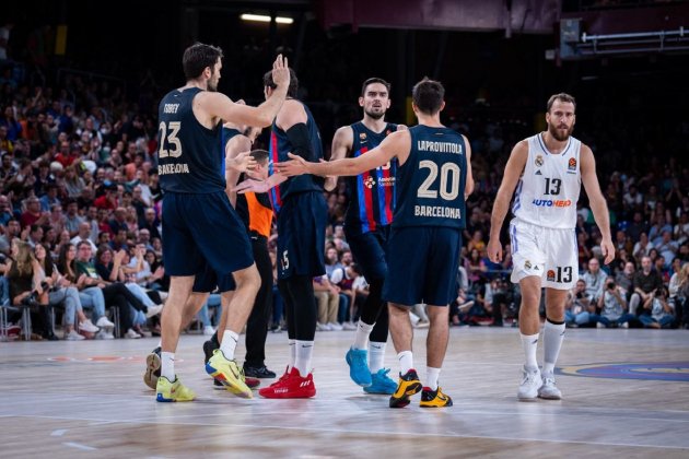 Tobey Satoransky Laprovittola Sergio Rodríguez Barça Madrid basket Euroliga / Foto: @FCBbasket Tobey Satoransky Laprovittola Sergio Rodríguez Barça Madrid basket Euroliga / Foto: @FCBbasket