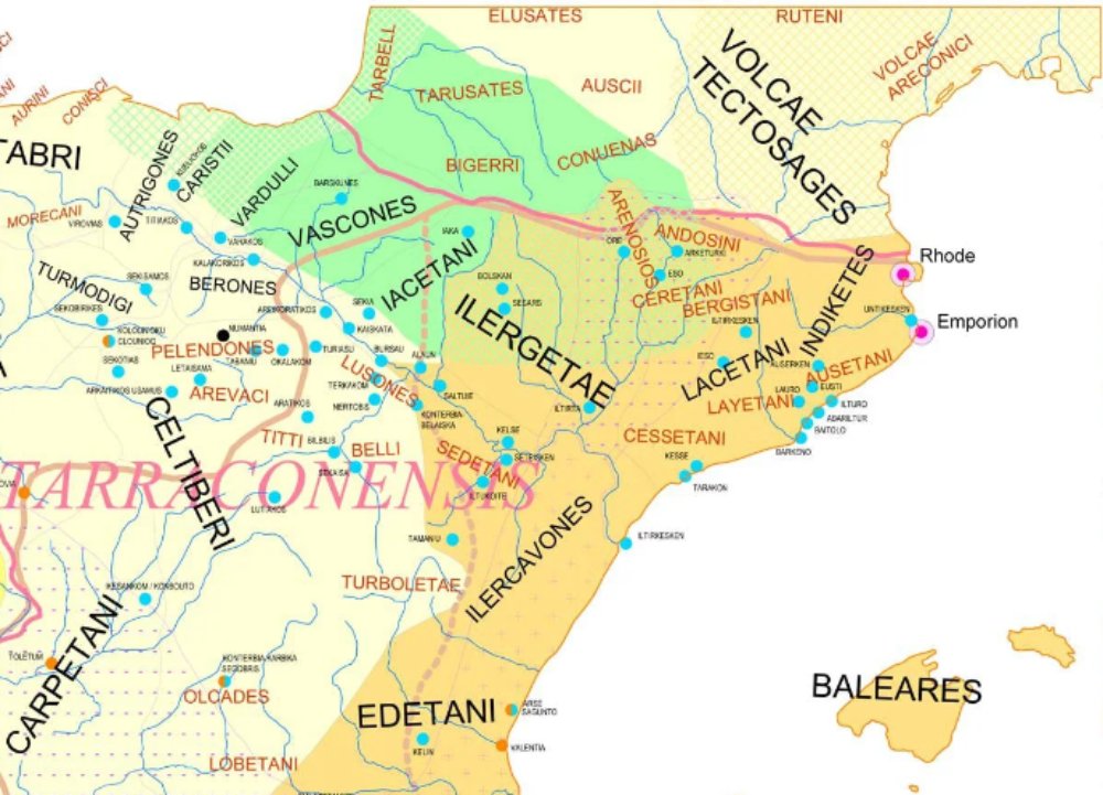 Mapa de las naciones pre romanas de los Pirineos y del valle del Ebro. Fuente Universidad de Lisboa