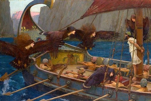 800px WATERHOUSE Ulises y laso Sirenas (National Gallery of Victoria, Melbourne, 1891. Óleo sobre lienzo, 100.6 x 202 cm)