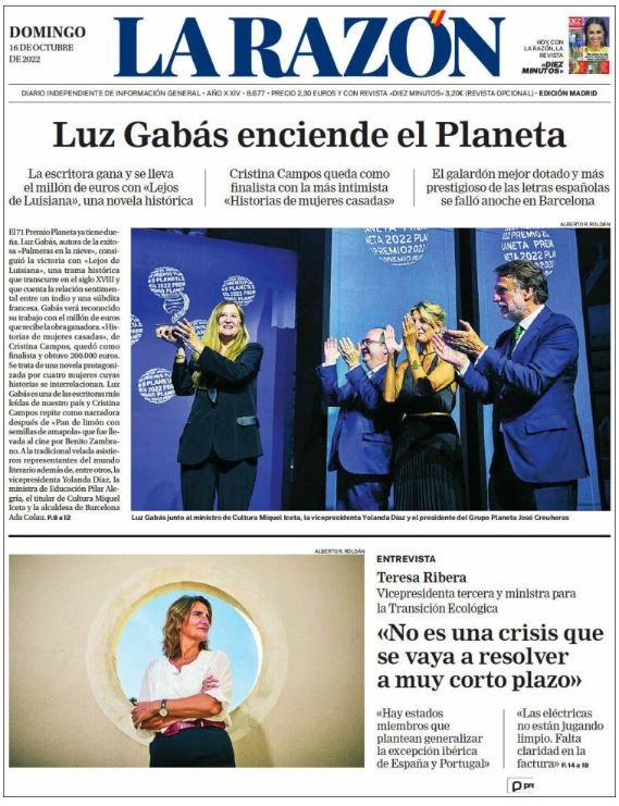 la razon llevada|traída 16 octubre