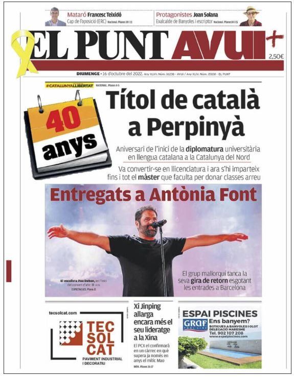 el punt avui portada 16 octubre