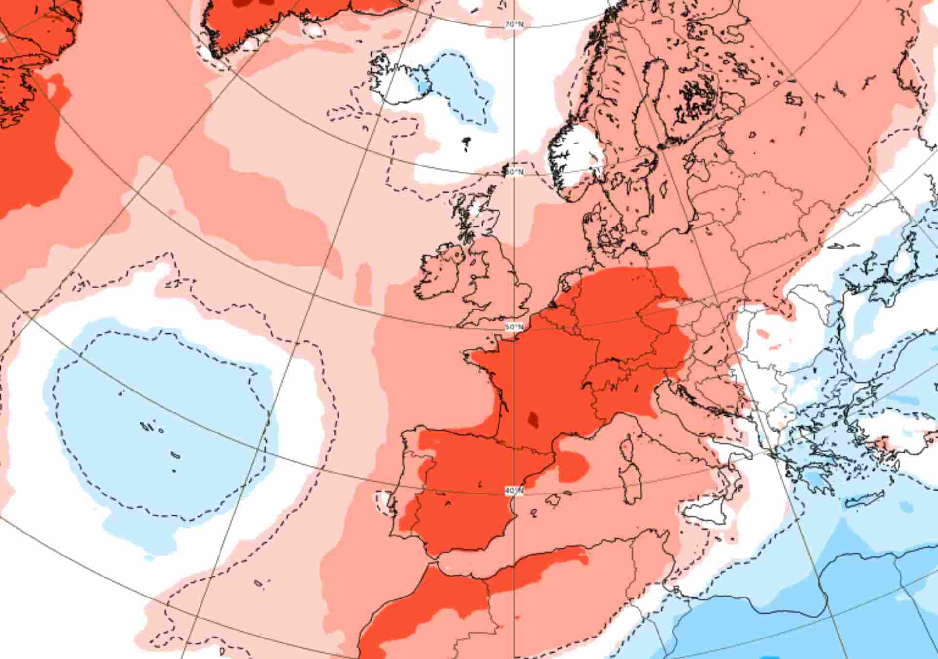 Ambiente cálido en gran parte de Europa esta próxima semana / Anomalía de temperatura semanal. ECMWF