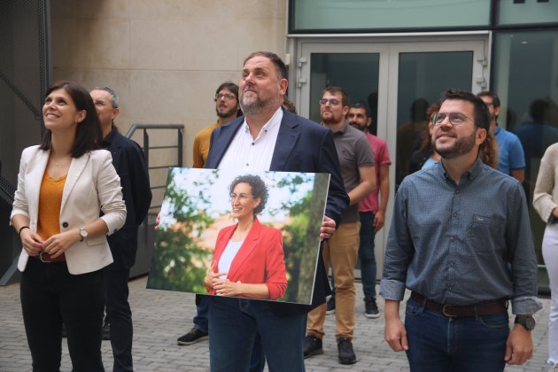 marta vilalta, oriol junquras i pere aragonès en la presntancio candidatura