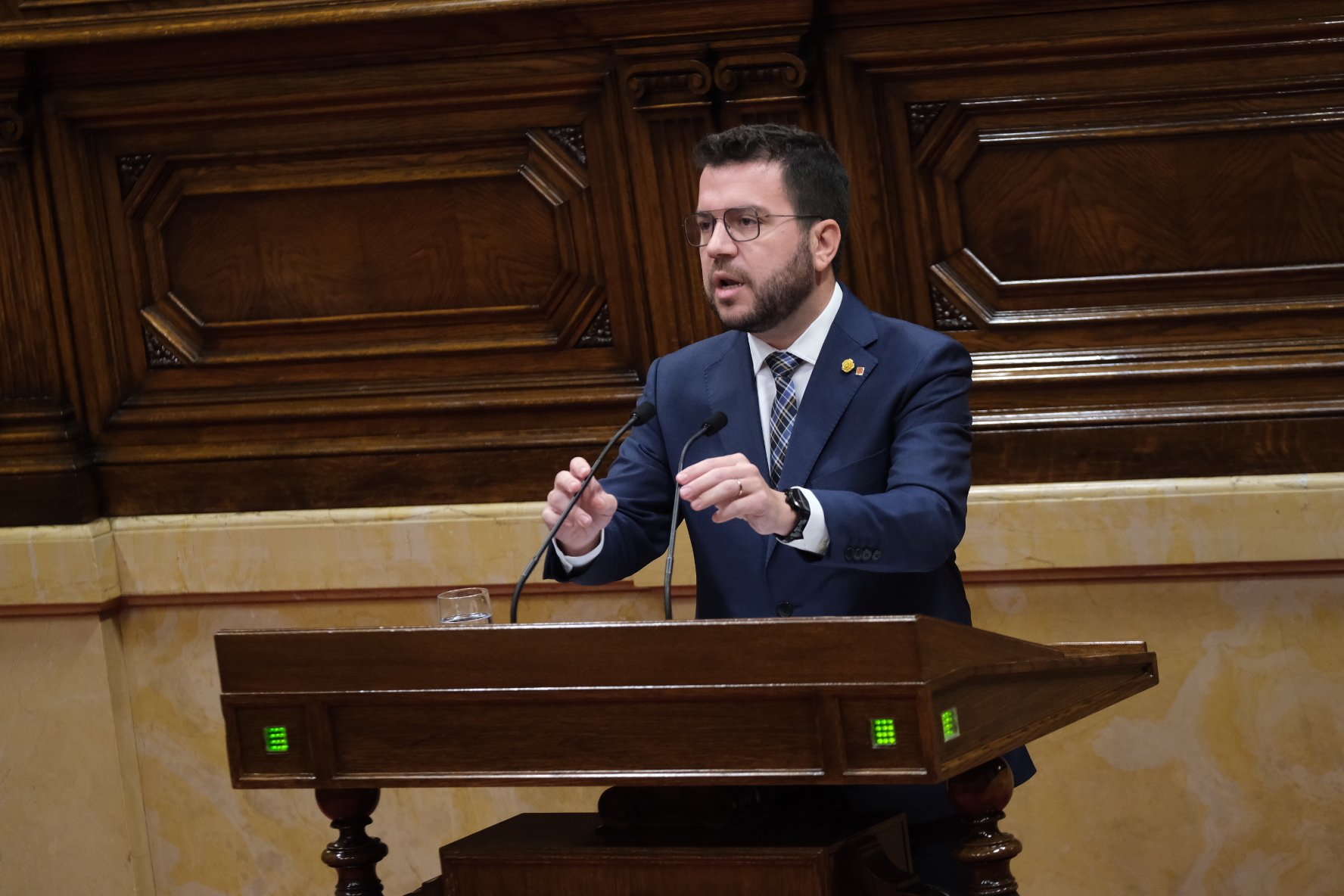 El president de la Generalitat, Pere Aragonès, al Ple del Parlament  / Carlos Baglietto