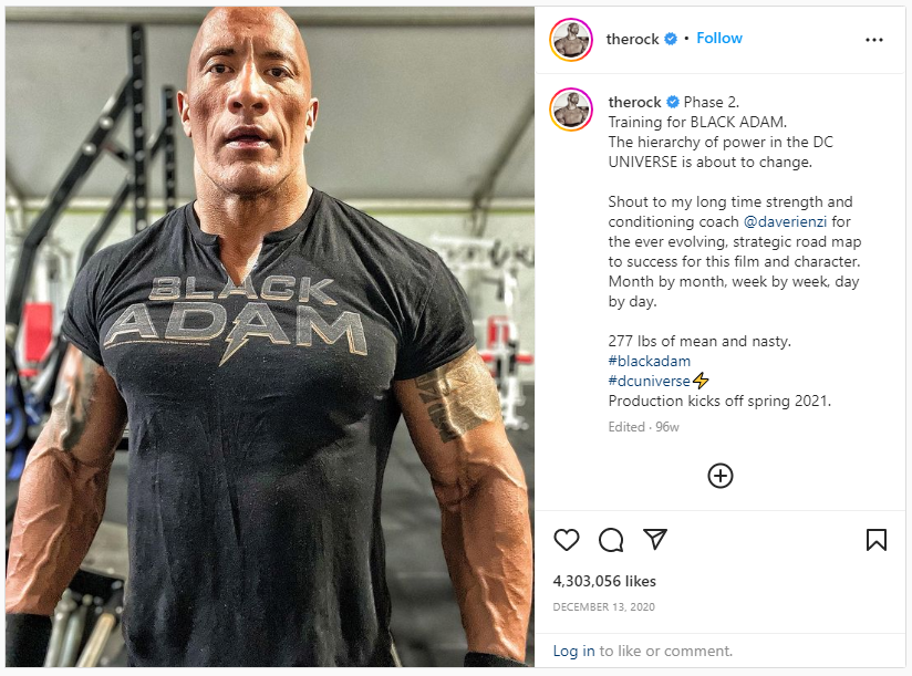 dwayne johnson instagram black adam