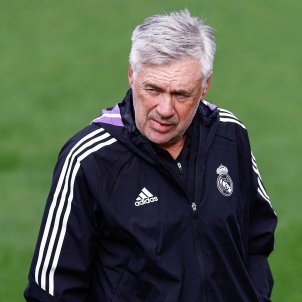 Carlo Ancelotti serio entrenamiento Real Madrid / Foto: EFE