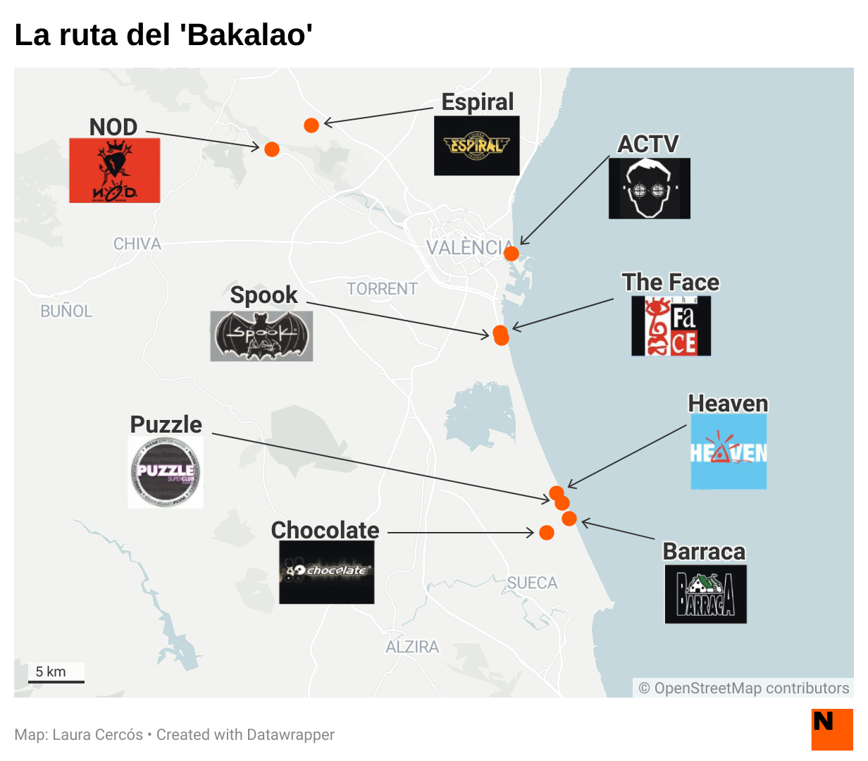 Mapa ruta del bakalao - Laura Cercós Mapa ruta del bakalao - Laura Cercós