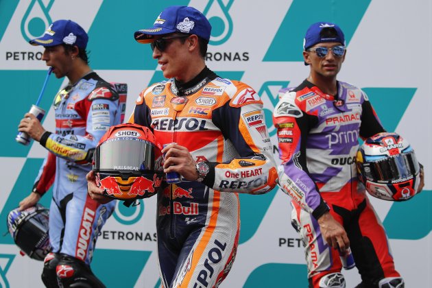 Marc Márquez Jorge Martín Enea Bastianini Malasia Moto GP Sepang / Foto: EFE Marc Márquez Jorge Martín Enea Bastianini Malasia Moto GP Sepang / Foto: EFE